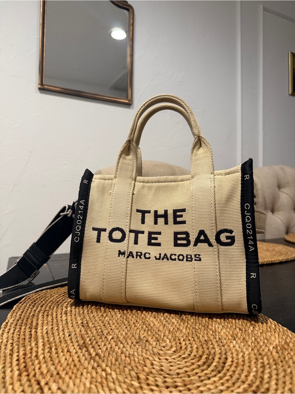 Marc Jacobs Canvas Mini Tote in Beige with Black Accents